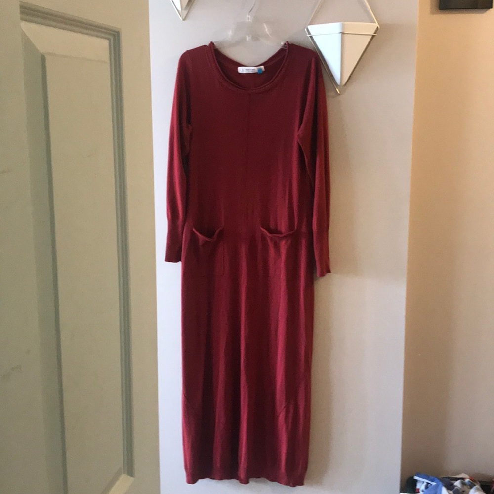Anthropologie red sweater dress with pockets